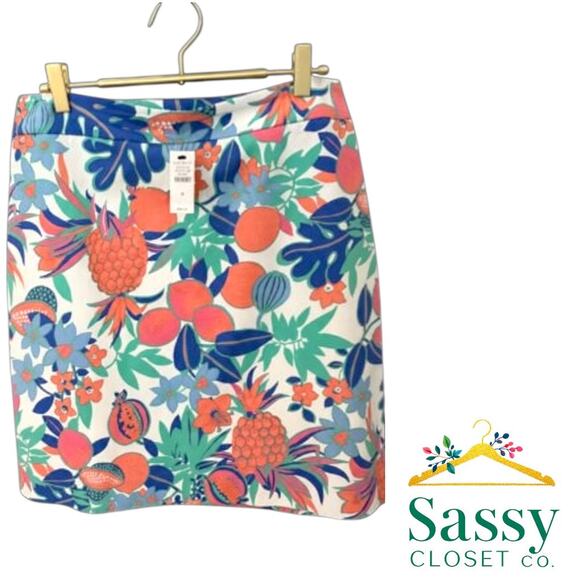 Talbots Dresses & Skirts - Talbots Tropical Print A‑Line Skirt White Pink Blue Green NWT Women’s 8